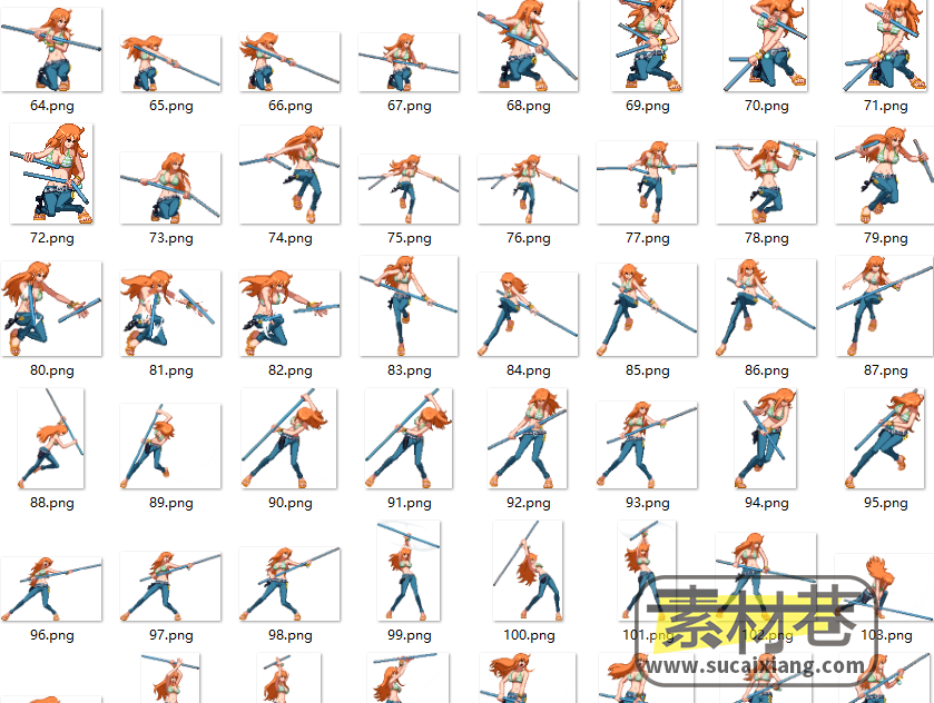 2D横版格斗女孩动作序列帧游戏素材