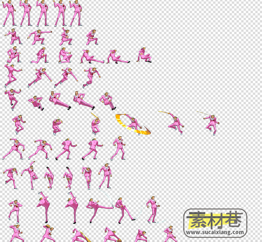 2D横版街机风格游戏人物动作序列帧素材
