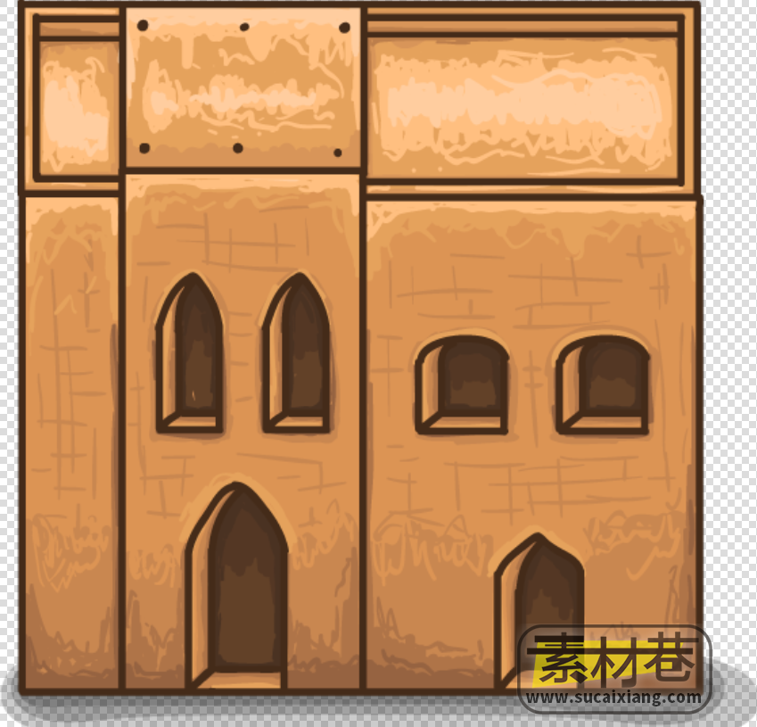 2D沙漠房屋树木植物游戏素材
