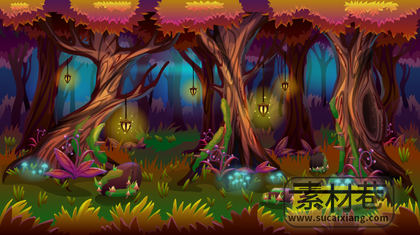 2D横版幻想森林游戏场景素材