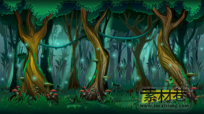 2D横版幻想森林游戏场景素材