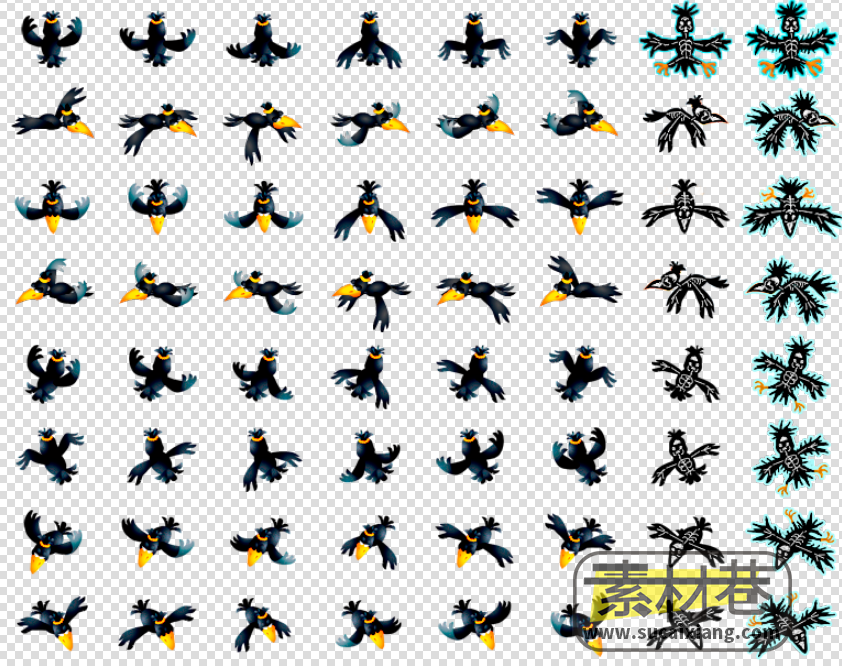 2D飞翔的乌鸦游戏素材