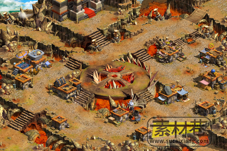 2.5D游戏异域小镇地图场景素材