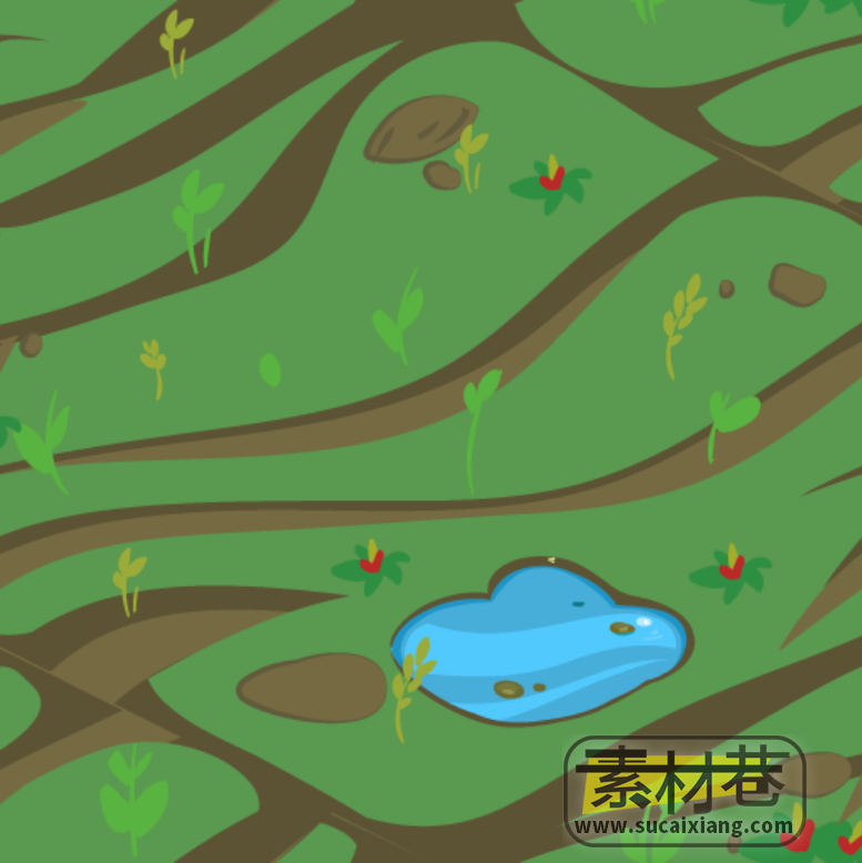 2D艺术风格山水沙漠土地游戏背景素材