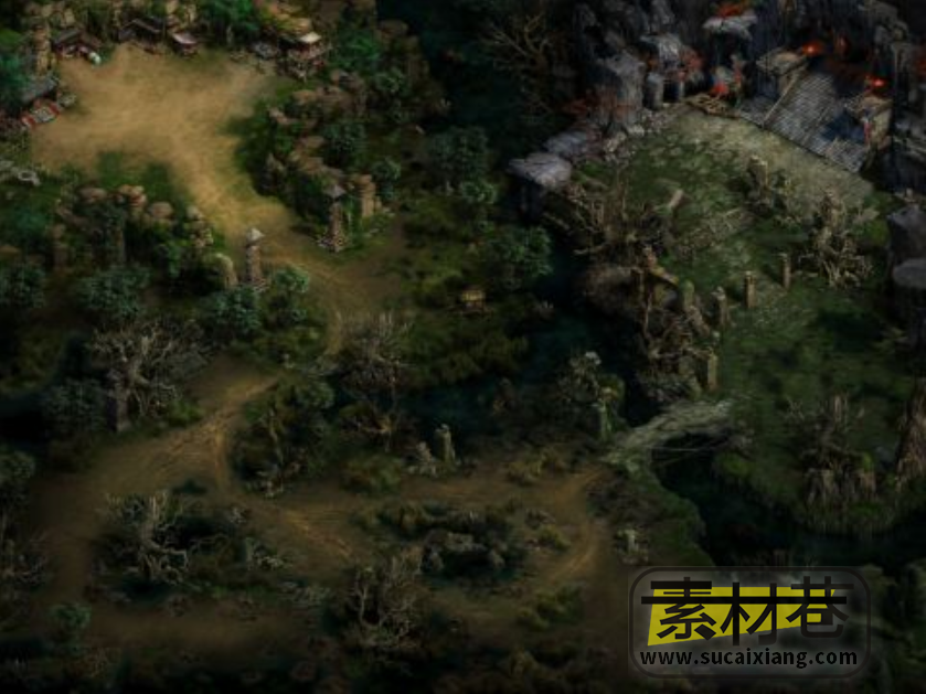2.5D武侠角色扮演游戏主城与野外地图场景素材