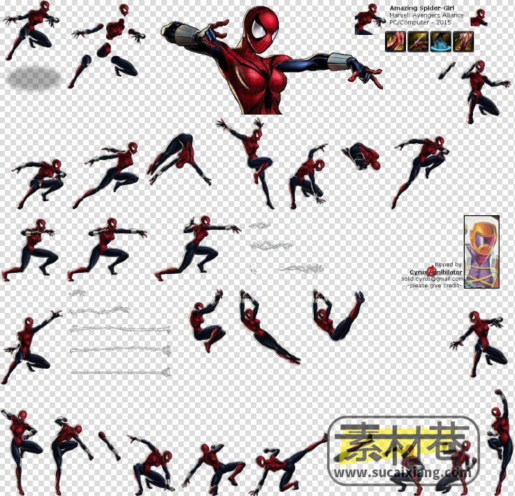 2D横版蜘蛛侠超级英雄角色动作游戏素材